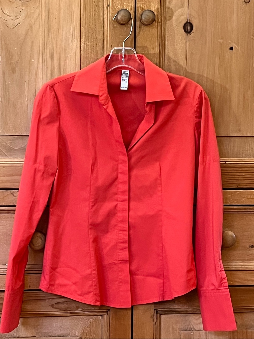 Laundry by Shelli Segal Red-Orange Long Sleeve Button Up Blouse